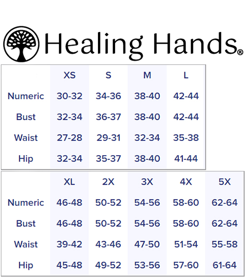 Healing Hands Men's Size Chart