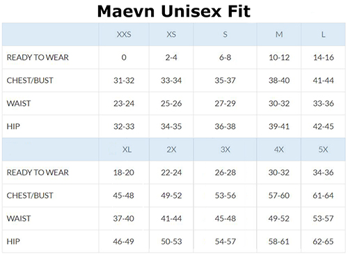 Maevn-Unisex-Size-Chart-English