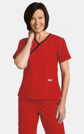 *FINAL SALE RED/ANVY 323T Criss Cross Scrub Top by MOBB