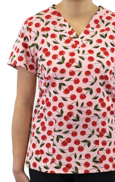 1767 Maevn V-Neck Print Top - Cherries Berries 1767 Maevn V-Neck Print Top - Cherries Berries