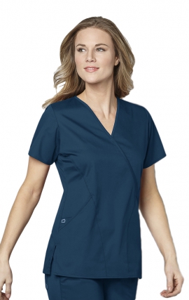 102 WonderWork Mock Wrap Scrub Top