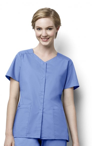 *FINAL SALE 4XL 200 WonderWORK Women’s Short Sleeve Snap Front Scrub Top