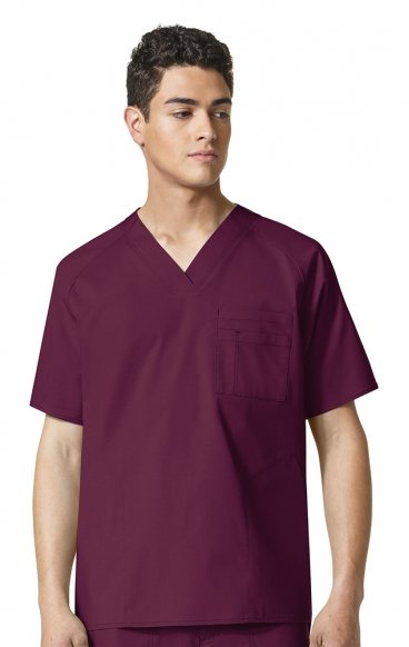 *FINAL SALE WINE 6718 WonderFlex Men's Multi Pocket V-neck Scrub Tops