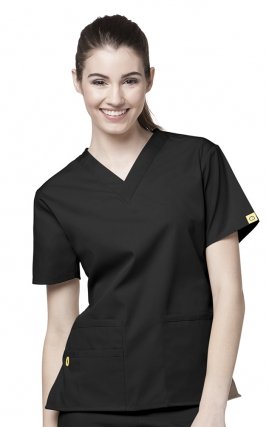 6016 WonderWink Origins Bravo V-neck Scrub Tops - Black