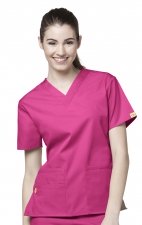 6016 WonderWink Origins Bravo – Haut d’uniforme avec encolure en V - Hot Pink