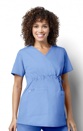 145 WonderWork Maternity Mock Wrap Scrub Tops 