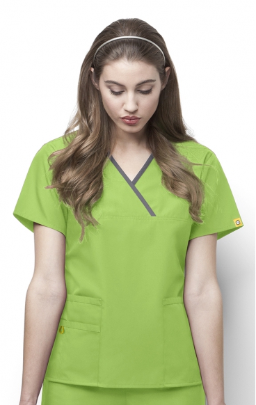 *FINAL SALE XL 6026 WonderWink Origins Charlie Y-neck Contrast Trim Scrub Tops