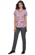 1017TKD Koi Tokidoki Eve Y-Neck Print Scrub Top - Kawaii Confections