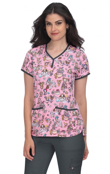 *FINAL SALE 1017TKD Koi Tokidoki Eve Y-Neck Print Scrub Top - Kawaii Confections
