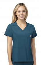 C12110 Carhartt Force® CROSS-FLEX Scrubs - V-Neck Tech Top