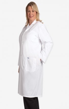 L407 Full Length Unisex Lab Coat Snap Front - Women's View
