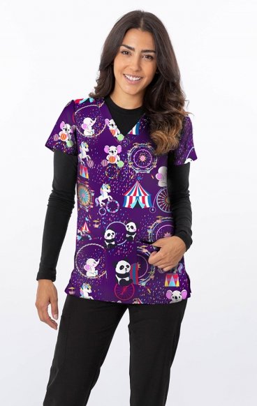 *VENTE FINALE 1465PL - Haut à imprimé BIG CIRCUS PURPLE - Tissu doux et extensible Zinnia par Greentown