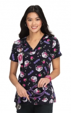 B120PR Betsey Johnson by koi - Bell Print Scrub Top - Frightful Kitties