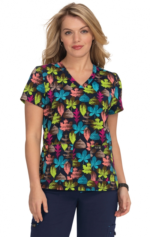 384PR koi Basics Leslie Print Top - Autumn Leaves - Scrubscanada.ca