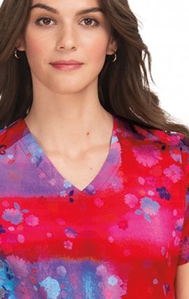 370PR koi Lite Reform V-Neck Print Top - Vibrant Watercolor