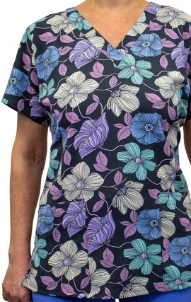 9810 Maevn Haut à Col en V Imprimé pour Femmes - Floral Luxe