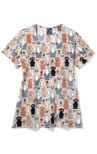 Zoe + Chloe Buster and Tiny Diamond Neck Poly Print Scrub Tops
