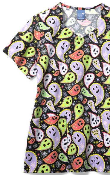 *FINAL SALE Zoe + Chloe Dias De Los Paisleys Diamond Neck Print Scrub Tops