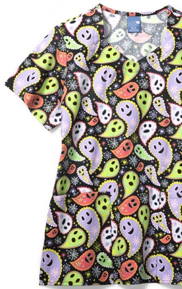 *FINAL SALE Zoe + Chloe Dias De Los Paisleys Diamond Neck Print Scrub Tops *FINAL SALE Zoe + Chloe Dias De Los Paisleys Diamond Neck Print Scrub Tops