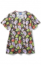 Zoe + Chloe Dia De Los Paisleys Diamond Neck Print Scrub Tops