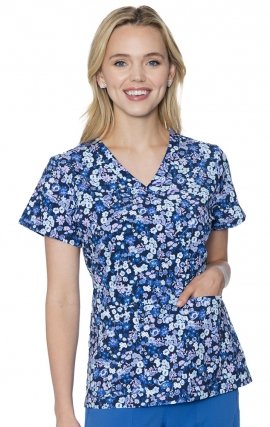 8564 Med Couture V-Neck Vicky Print Scrub Top - Lilac Floral