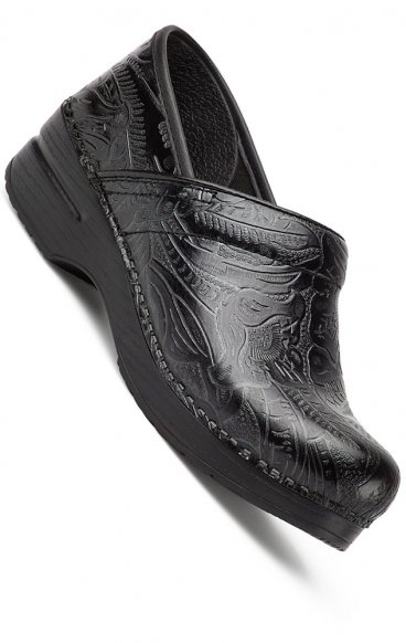 Professional Black Tooled Leather Clog for Women by Dansko