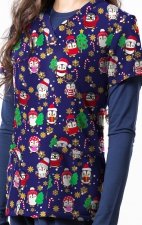 1571NV – Penguin Snow Day Print Scrub Top  by Greentown