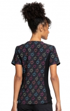 *FINAL SALE 4700 - Cherokee Prints V-Neck Scrub Top in Hearts On The Line