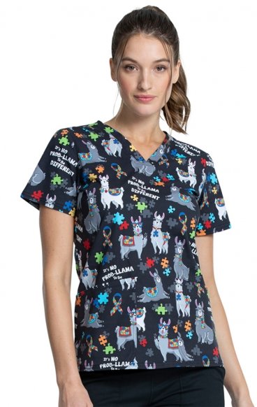 *FINAL SALE CK651 - Cherokee Prints V-Neck Knit Panel Top in Llama Love