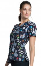 *VENTE FINALE CK651 - Cherokee Prints V-Neck Knit Panel Top in Llama Love