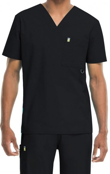 *FINAL SALE UNISEX V-Neck Top in Black CHEROKEE Antimicrobial
