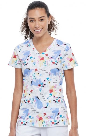 *FINAL SALE V-Neck Top in Be Eeyore - Cherokee Tooniforms