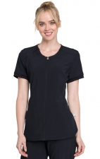 Zip Front V-Neck Top - Cherokee Infinity - Antimicrobial