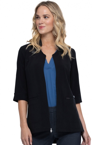 *FINAL SALE BLACK CK952A Zip Front Tunic by Infinity with Certainty® Antimicrobial Technology