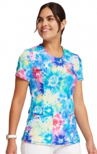 Round Neck Top in Tie Dye Burst - Cherokee Infinity - Antimicrobial