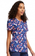 V-Neck Print Top in Sporty Spots - Cherokee Infinity - Antimicrobial