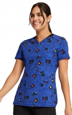 V-Neck Print Top in Wildflower Frenzy - Cherokee Infinity - Antimicrobial