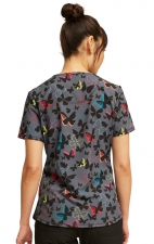 Round Neck Top in Brilliant Butterflies - Cherokee Infinity - Antimicrobial