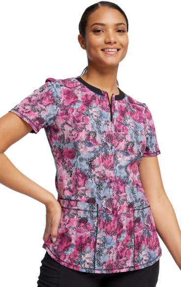 CK880 Round Neck Top in Hiss Or Miss - Cherokee Infinity - Antimicrobial