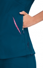 316 Koi Lite™ Scrubs Philosophy Mock Wrap Side Zipper Top