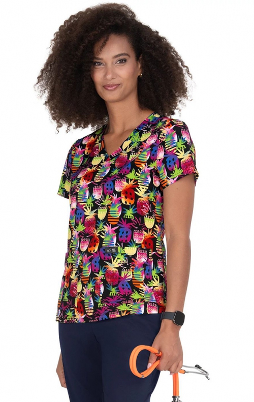 384PR koi Basics Leslie Top - Tiki Pineapple - Scrubscanada.ca