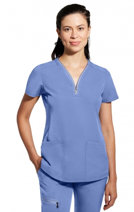  healing hands Scrubs top for Women 3 Pocket Zipper Y-Neck  Women's Scrub Top Light Breathable Stretch Fabric 2254 Sonia HH360 Royal  XS: Clothing, Shoes & Jewelry