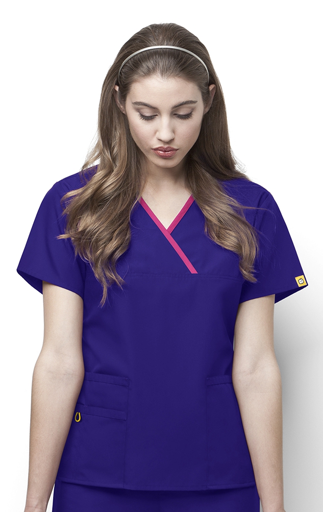 6026 WonderWink Origins Charlie Y-neck Contrast Trim Scrub Tops