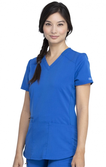 DK875 Dickies Balance V-Neck Top with Rib-Knit Panels