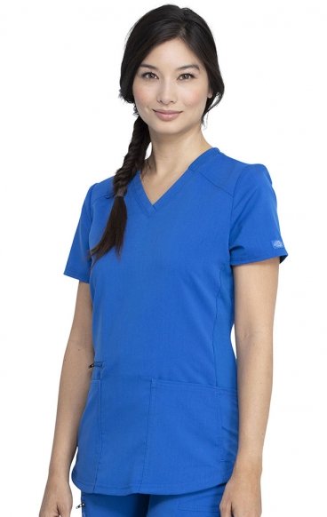 DK875 Dickies Balance V-Neck Top with Rib-Knit Panels DK875 Dickies Balance V-Neck Top with Rib-Knit Panels