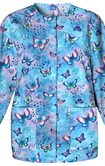*FINAL SALE 4350 Cherokee Prints Snap Front Warm-Up Jacket in Fly By Night