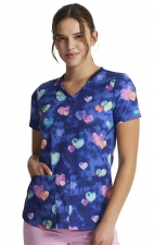 DK876 Dickies EDS Signature Fitted Print Top - Hippie Hearts