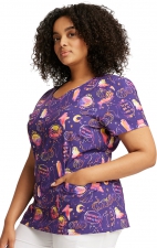 DK852 Dickies EDS Signature Rounded V-Neck Print Top - Hanging With My Boo