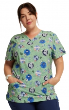 DK717 Dickies Classic Fit Print Scrub Top - Happy To Be Here