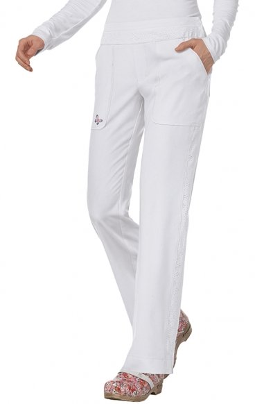 *FINAL SALE WHITE 727 Koi Mariposa Maddi Elastic Waist Scrub Pants